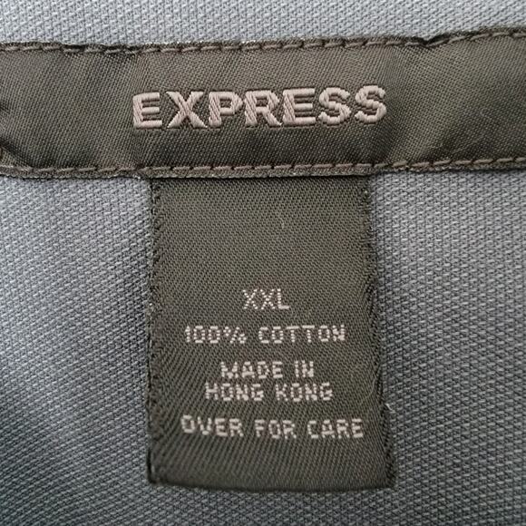 Express Button Up Gray Shirt XXL 100% Cotton Grunge Preppy Career Office Casual - Picture 6 of 7